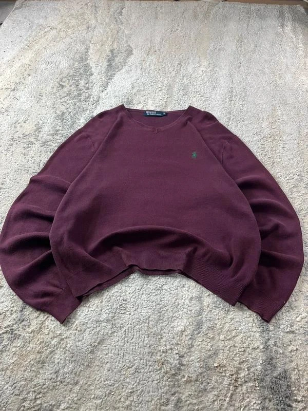 Suéter gola V vinho Polo Ralph Lauren tamanho M – photo 6